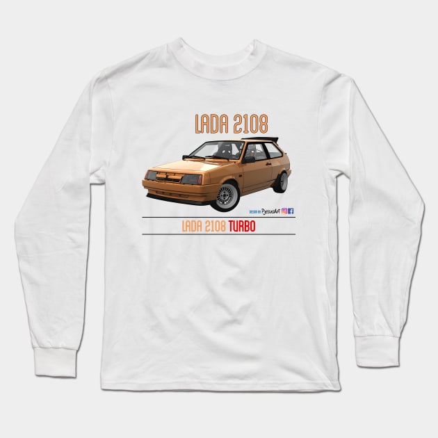 Lada 2108 Turbo Orange Long Sleeve T-Shirt by PjesusArt